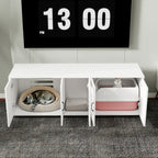 Modern Cat Litter Box Furniture With Double Room, Wooden Cat | Home & Garden
