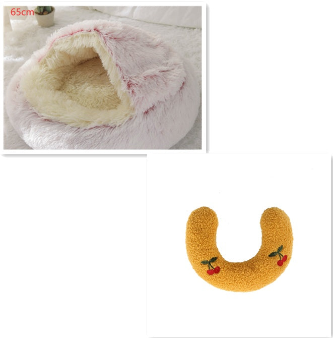 2 In 1 Dog And Cat Bed Pet Winter Bed Round Plush Warm Bed H | Other