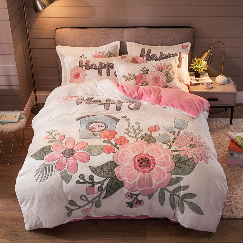 Four-piece Bedding With Velvet Sheets To Keep Warm Milk Velv | Other