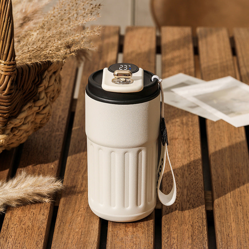 Smart Digital Thermal Bottle – 450ml Stainless Steel Insulated Coffee Mug with LED Temperature Display