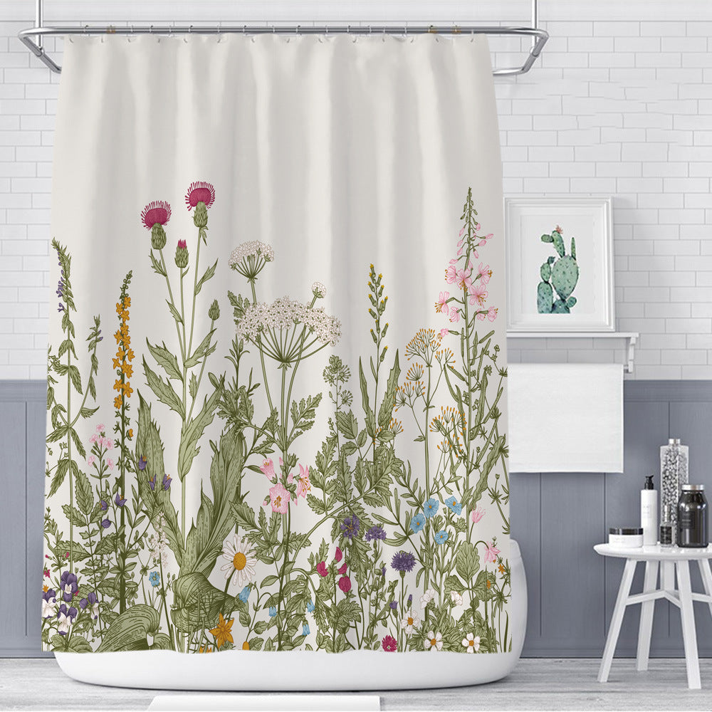 Color Floral Plant Shower Curtain Bathroom Curtain Polyester | Other