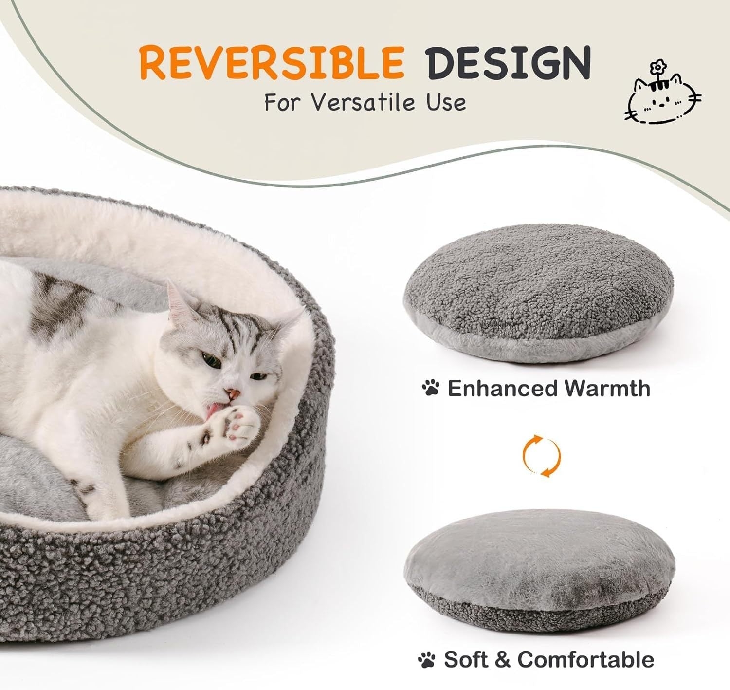 Mewoo Washable Pet Bed For Small Dogs & Cats - 23x23x7 Inch | Other