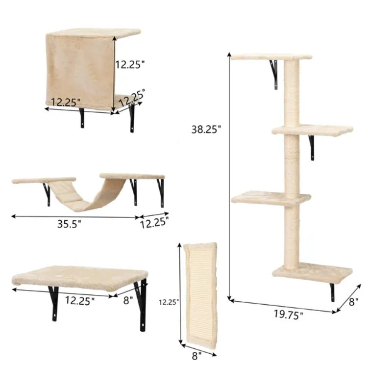 5 Pcs Wall Mounted Cat Climber Set Floating Cat Shelves And | Other