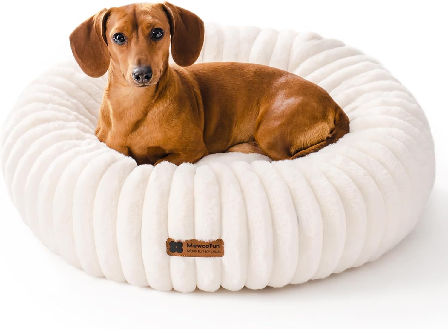 Ewoofumn Donut Dog Bed For Small Dogs - Calming Round Fluffy | Other