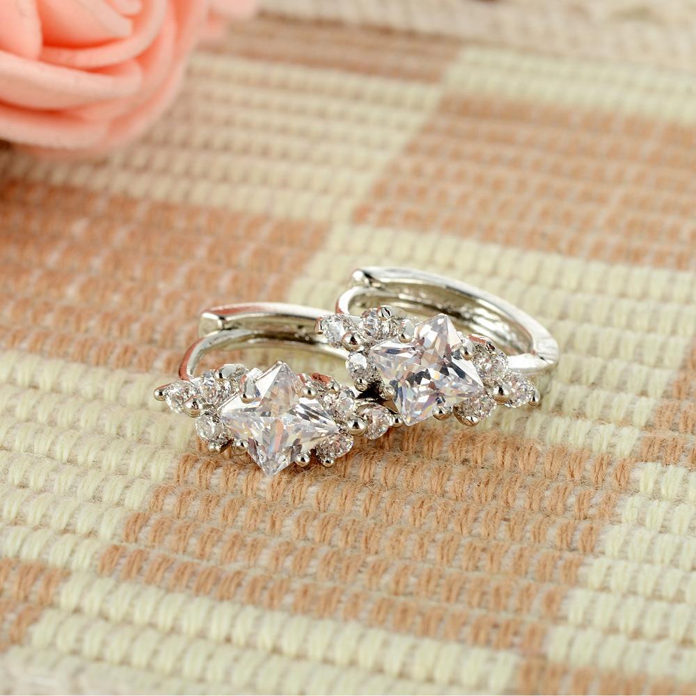 European And American Personalized Square Zircon Earrings | Jewelry & Accessories