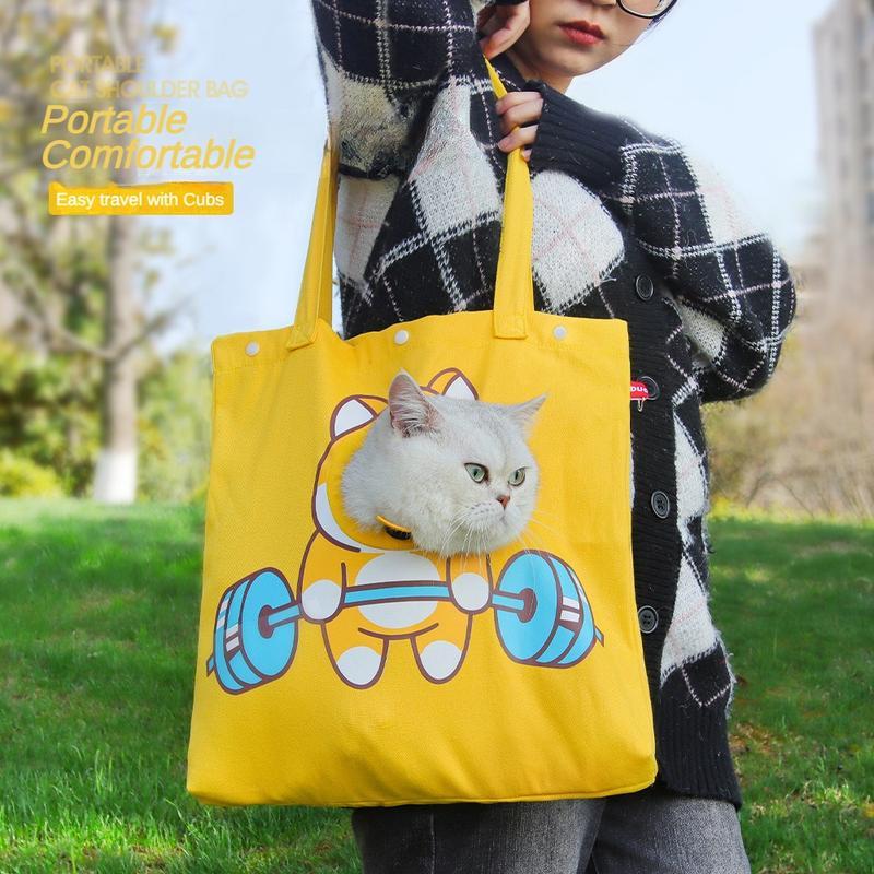 Pet Canvas Shoulder Bag, Cute Animal Shapedcat Carrier Canva | Luggage & Bags