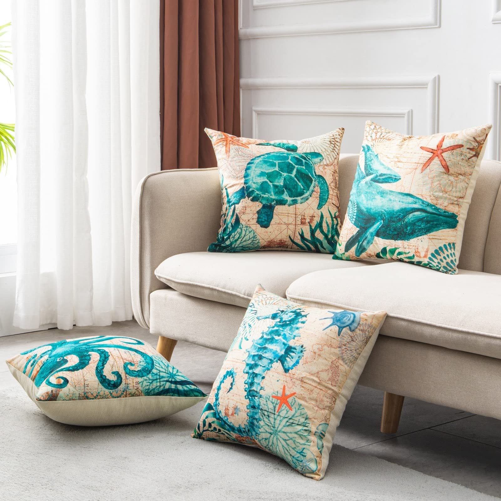 Cushion Covers Sea Turtle Printed Throw Pillow Cases For Hom | Other