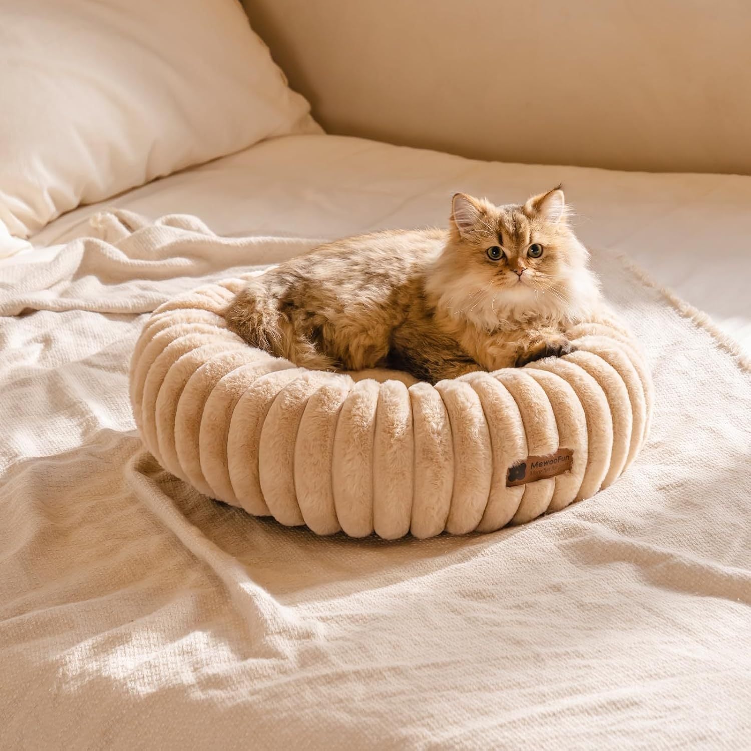 Mewoofun Donut Cat Bed - Washable Round Pet Bed For Indoor C | Other