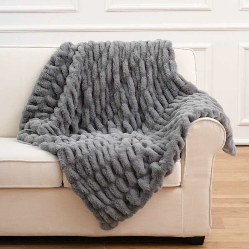 Sofa Blanket Soft Upholstery Blanket Stretch Rabbit Fur Tie- | Home & Garden