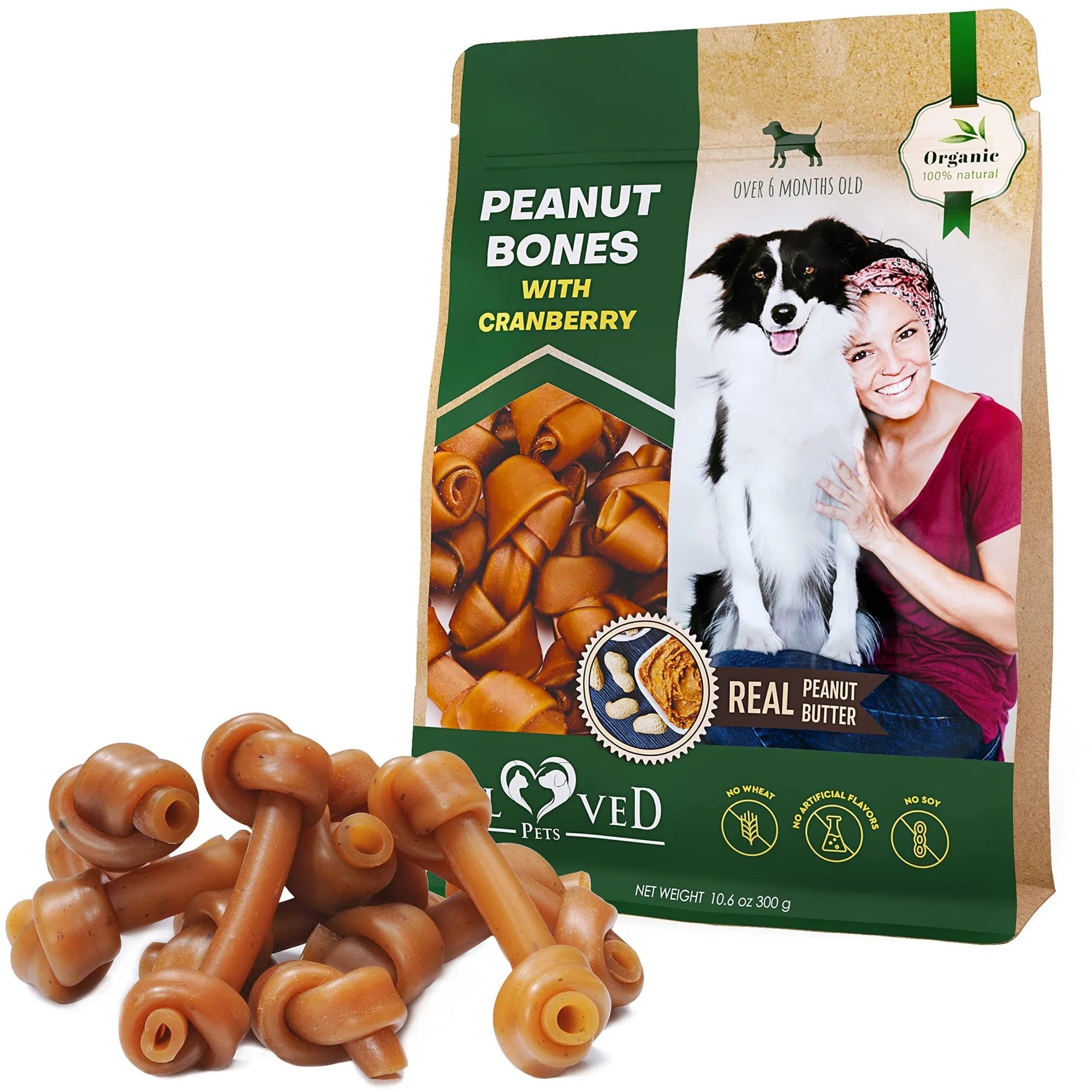 Dog Peanut Butter Bones With Cranberry Rawhide Free Chew Tre | Other