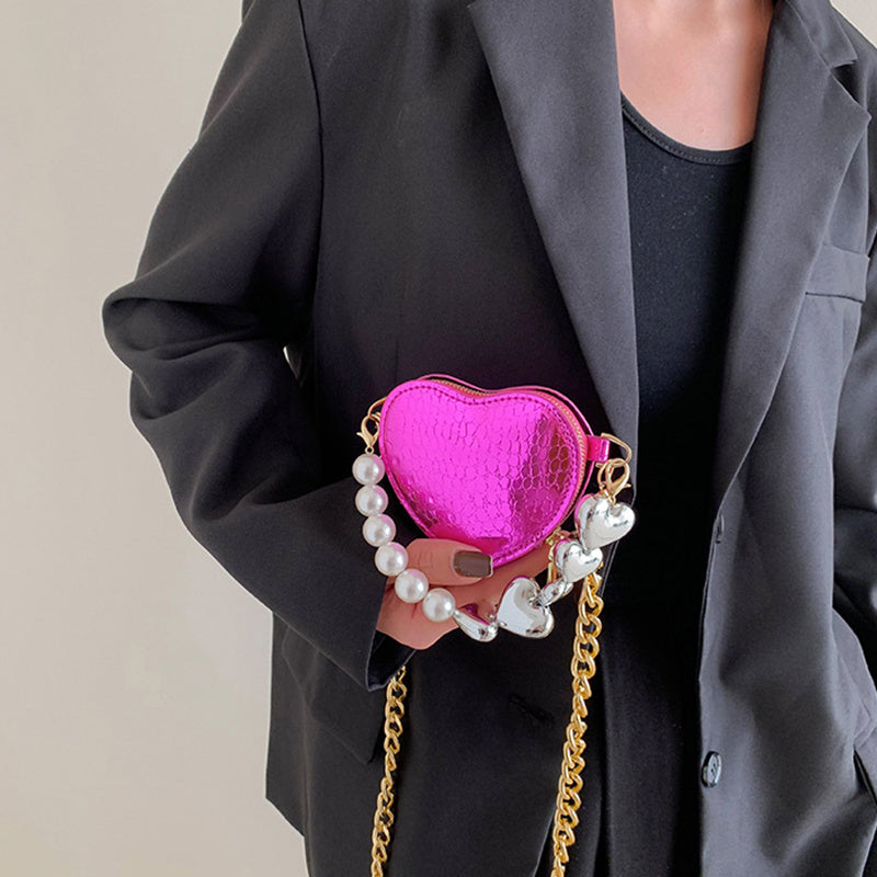 Mini Love-shape Pearls Handbag Fashion Cute Chain Lipstick B | Luggage & Bags