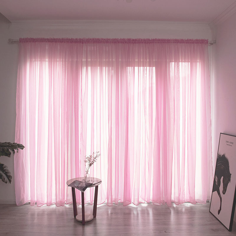 Simple And Modern Balcony Solid Color Gauze Curtain | Other