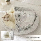 2 In 1 Dog And Cat Bed Pet Winter Bed Round Plush Warm Bed H | Other