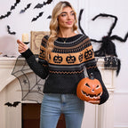 Women's Halloween Pumpkin Embroidered Retro Long-sleeved Swe | Other