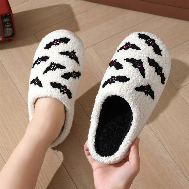 Halloween Skull Rose Slippers Winter Warm Indoor Floor Bedro | Other
