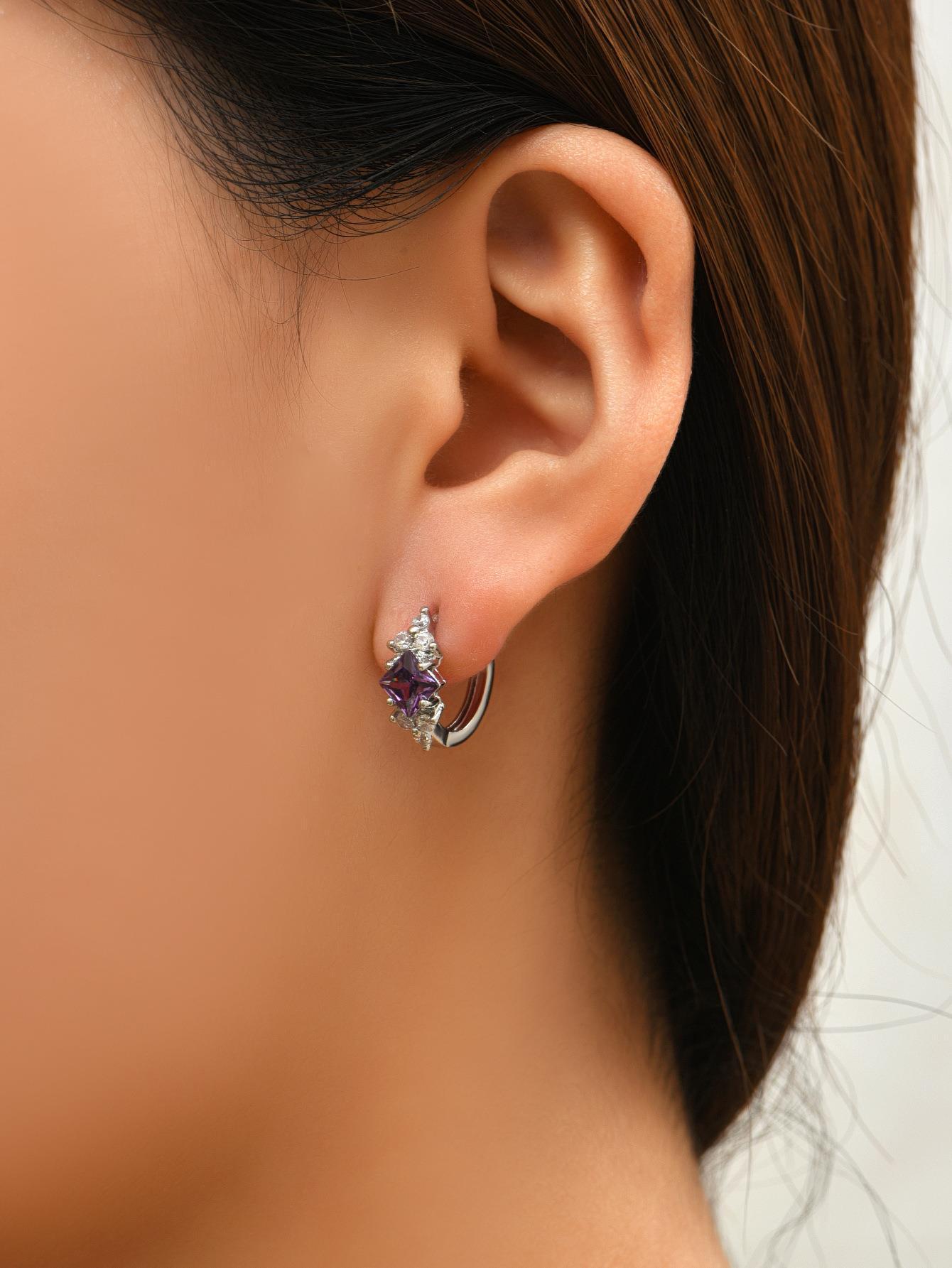 European And American Personalized Square Zircon Earrings | Jewelry & Accessories