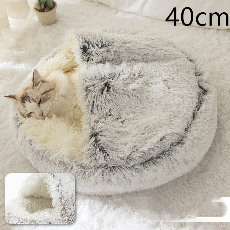 2 In 1 Dog And Cat Bed Pet Winter Bed Round Plush Warm Bed H | Other