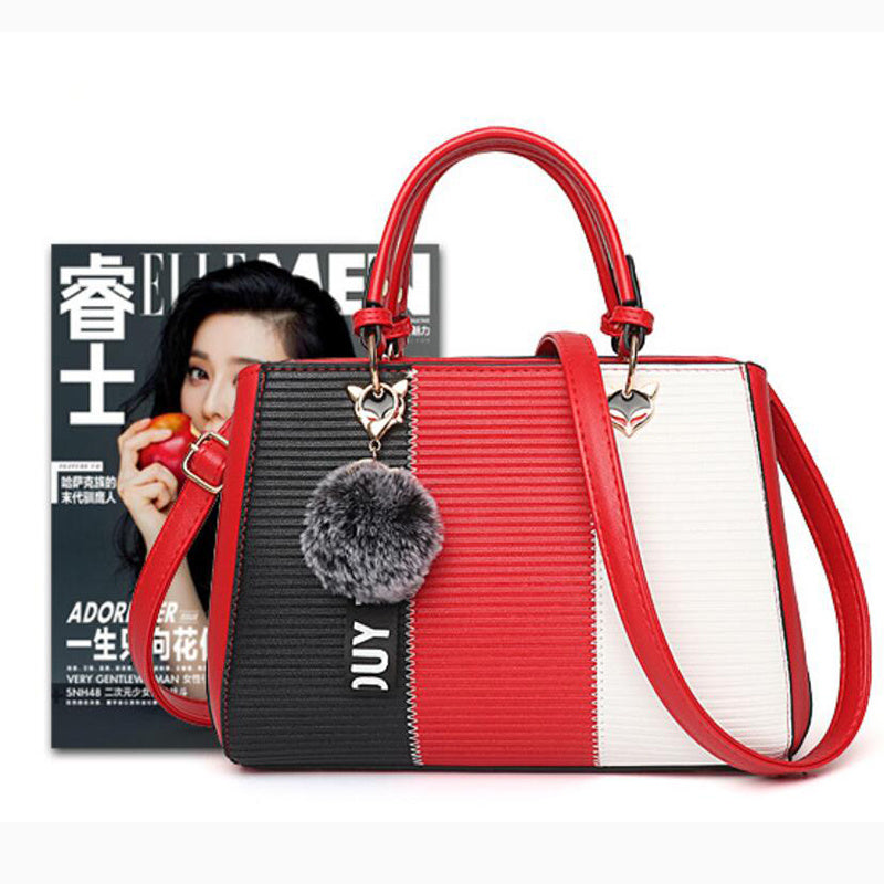 Women Hairball Ornaments Totes Patchwork Handbag Party Purse | Luggage & Bags