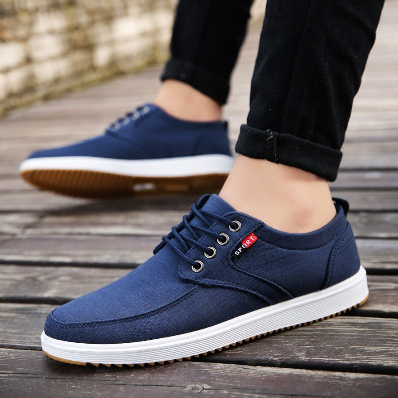 Men's Lace-up Canvas Shoes Casual Men Breathable Walking Fla | Shoes