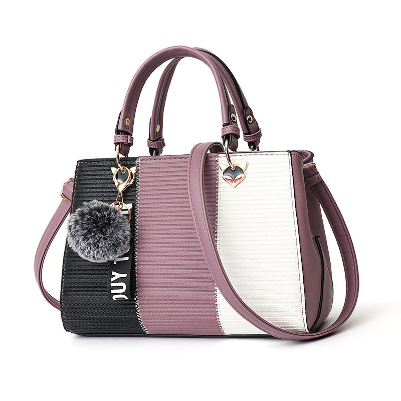 Women Hairball Ornaments Totes Patchwork Handbag Party Purse | Luggage & Bags