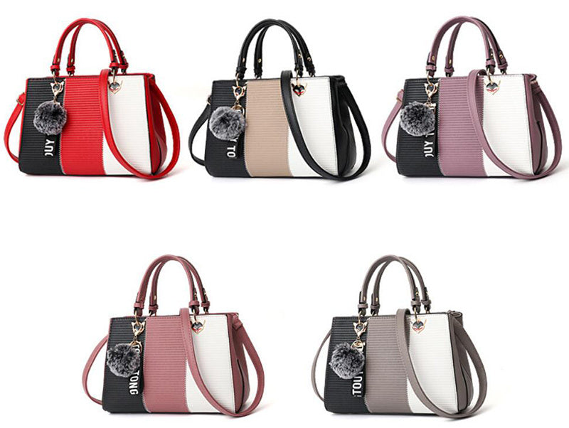 Women Hairball Ornaments Totes Patchwork Handbag Party Purse | Luggage & Bags