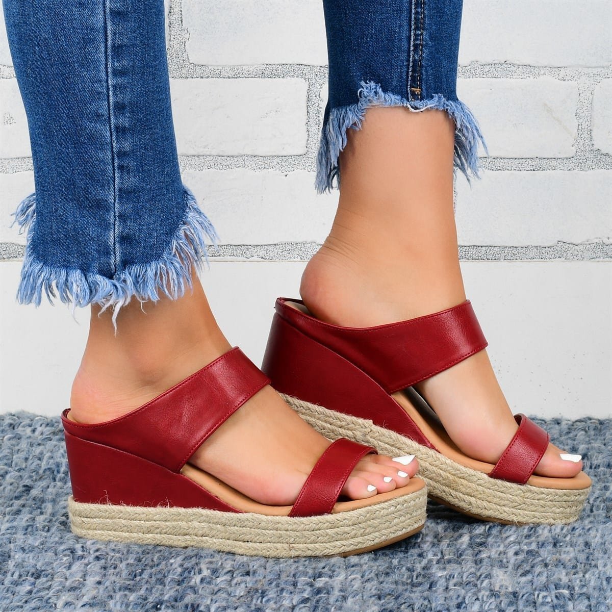Wedge Heel Slippers Casual Sandals Hemp High Wedge Heel Shoe | Other