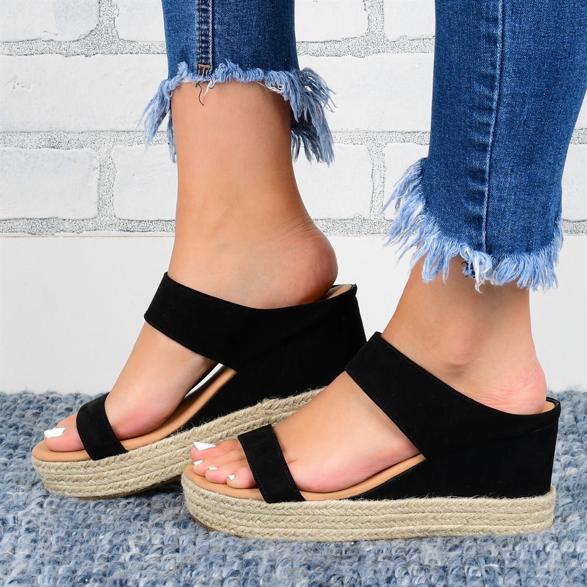 Wedge Heel Slippers Casual Sandals Hemp High Wedge Heel Shoe | Other