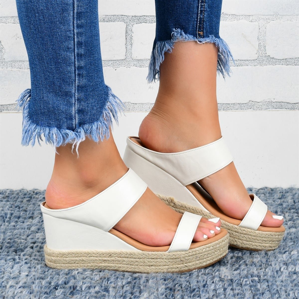 Wedge Heel Slippers Casual Sandals Hemp High Wedge Heel Shoe | Other
