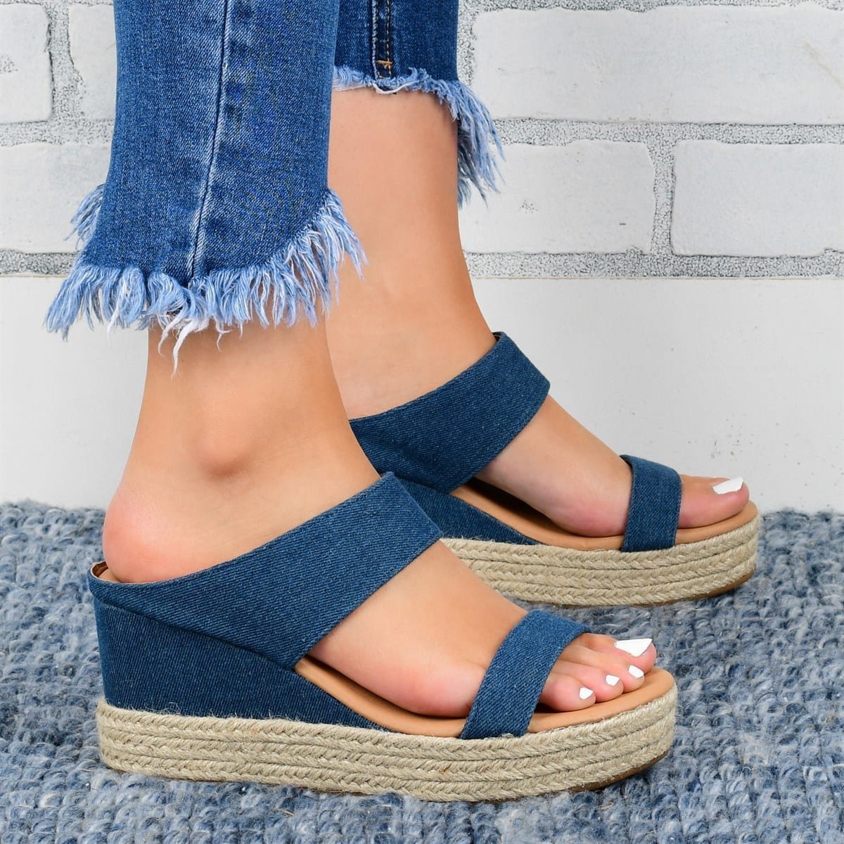 Wedge Heel Slippers Casual Sandals Hemp High Wedge Heel Shoe | Other