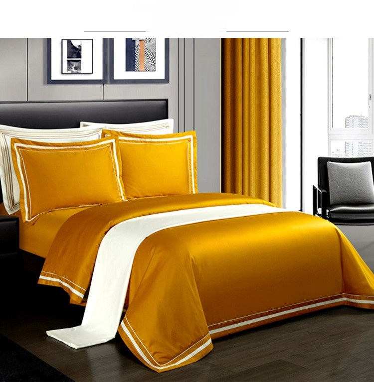 Four-piece Cotton Bedding Hotel Style Simple Solid Color Qui | Other