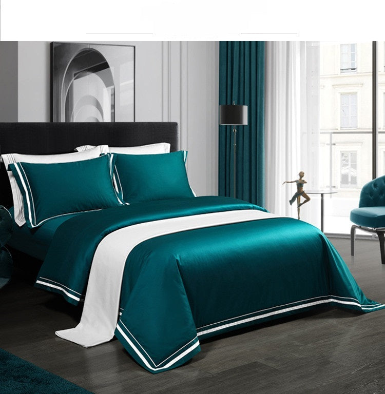 Four-piece Cotton Bedding Hotel Style Simple Solid Color Qui | Other