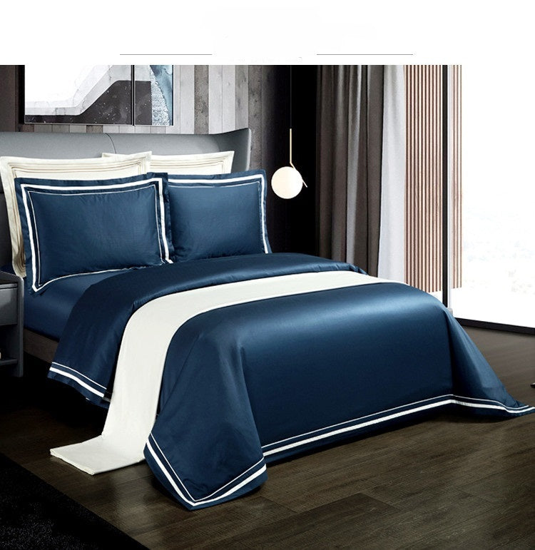 Four-piece Cotton Bedding Hotel Style Simple Solid Color Qui | Other