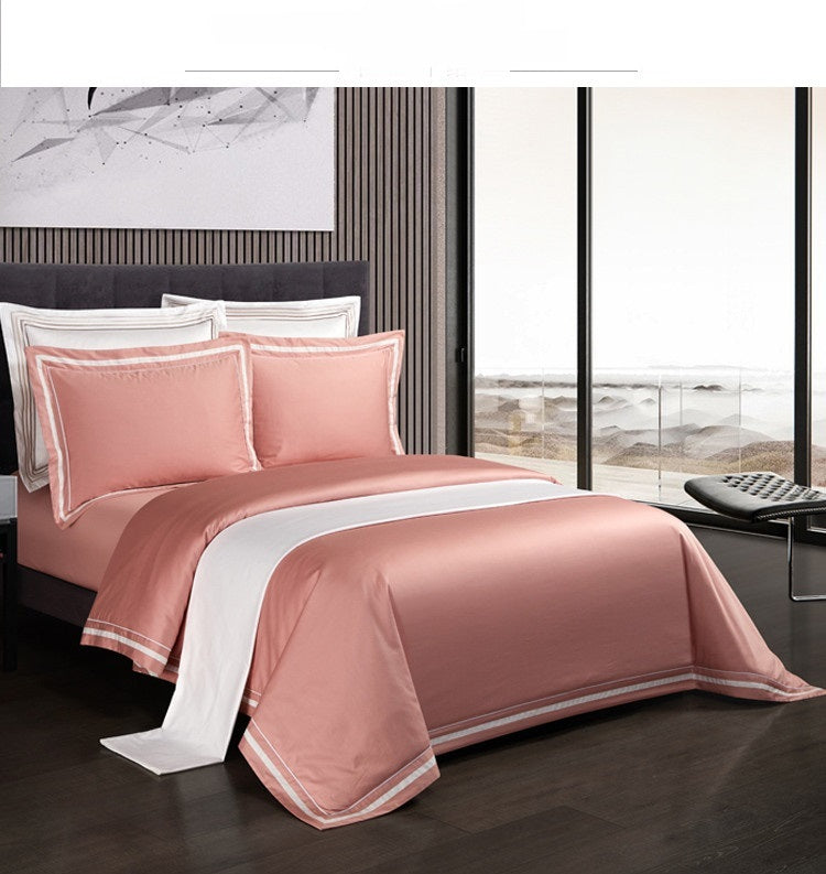 Four-piece Cotton Bedding Hotel Style Simple Solid Color Qui | Other