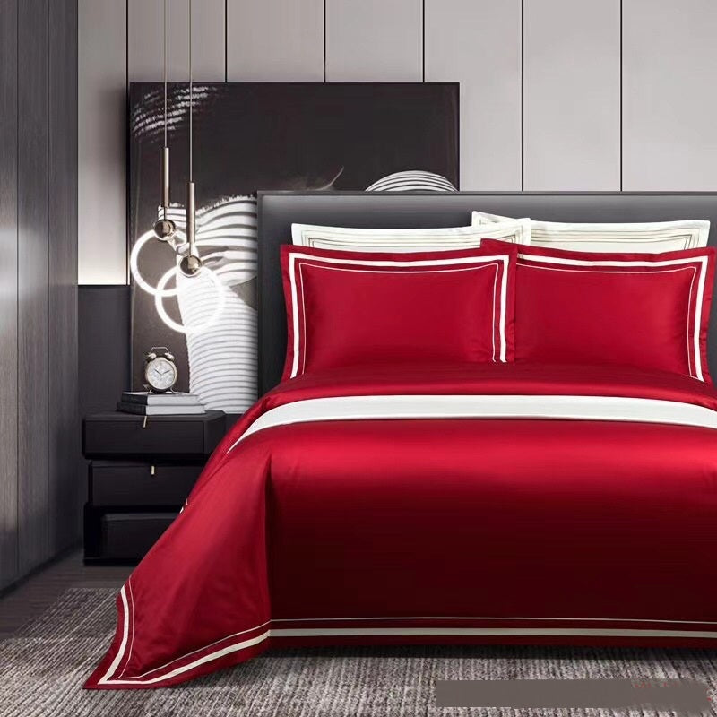 Four-piece Cotton Bedding Hotel Style Simple Solid Color Qui | Other