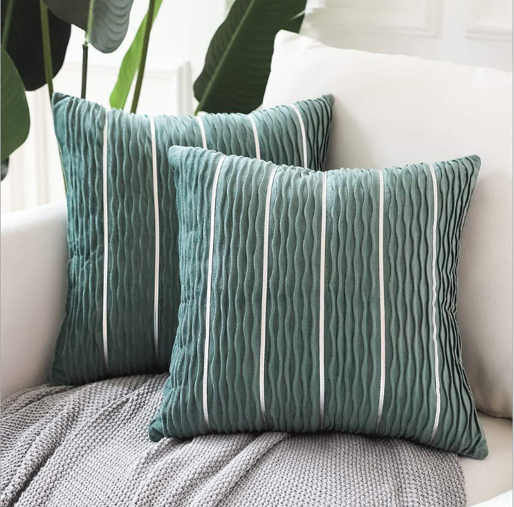 Simple Luxury Striped Velvet Pillow Cover Pillow Cushion Cov | Other