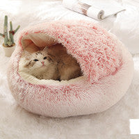 2 In 1 Dog And Cat Bed Pet Winter Bed Round Plush Warm Bed H | Other