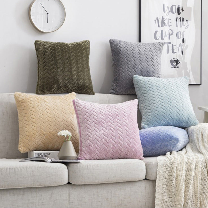 Flannel Solid Color Throw Pillow Sofa Cover Cushion Cover No | Home & Garden