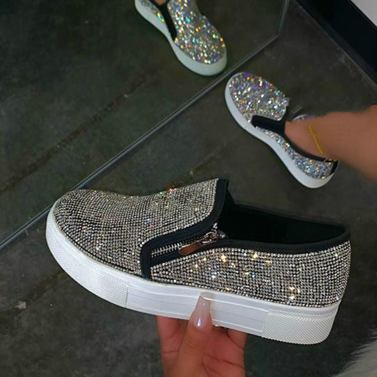 Large Size Rhinestone Flat Casual Single Shoes One Pedal Laz | Shoes