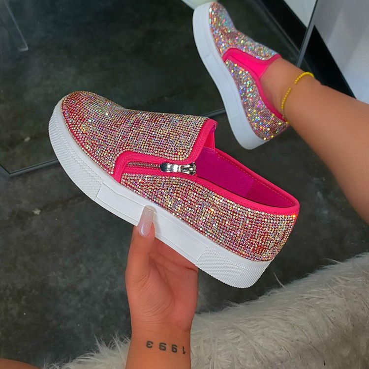 Large Size Rhinestone Flat Casual Single Shoes One Pedal Laz | Shoes