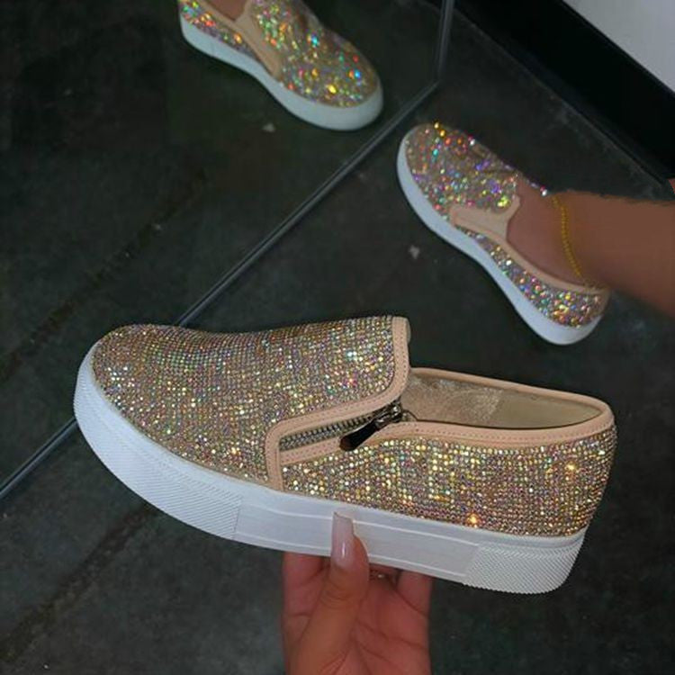 Large Size Rhinestone Flat Casual Single Shoes One Pedal Laz | Shoes