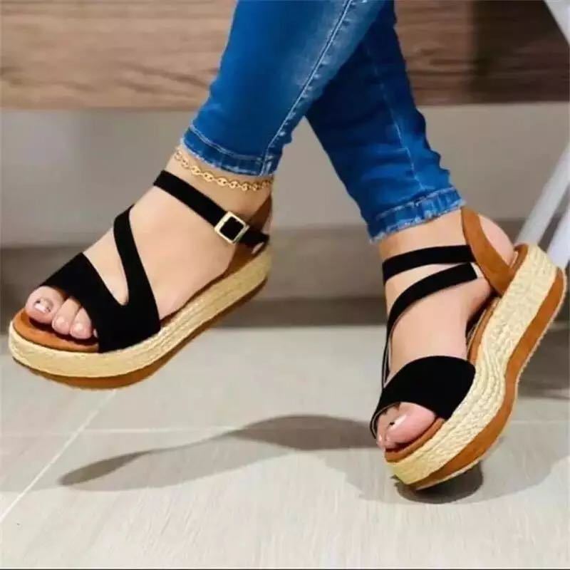 Platform Sandals Hollow Buckle Women's Shoes | Shoes