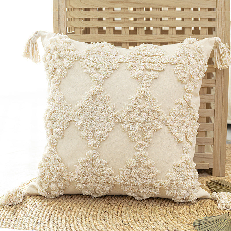 Home Furnishing Tufted Throw Pillow With Tassels Sofa Pillow | Home & Garden