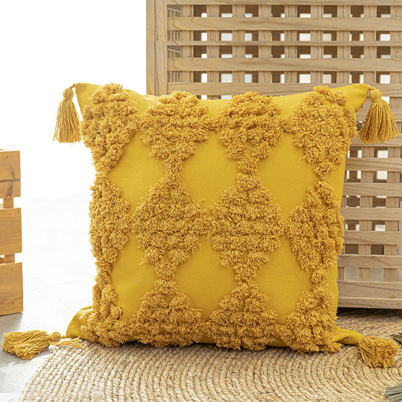 Home Furnishing Tufted Throw Pillow With Tassels Sofa Pillow | Home & Garden