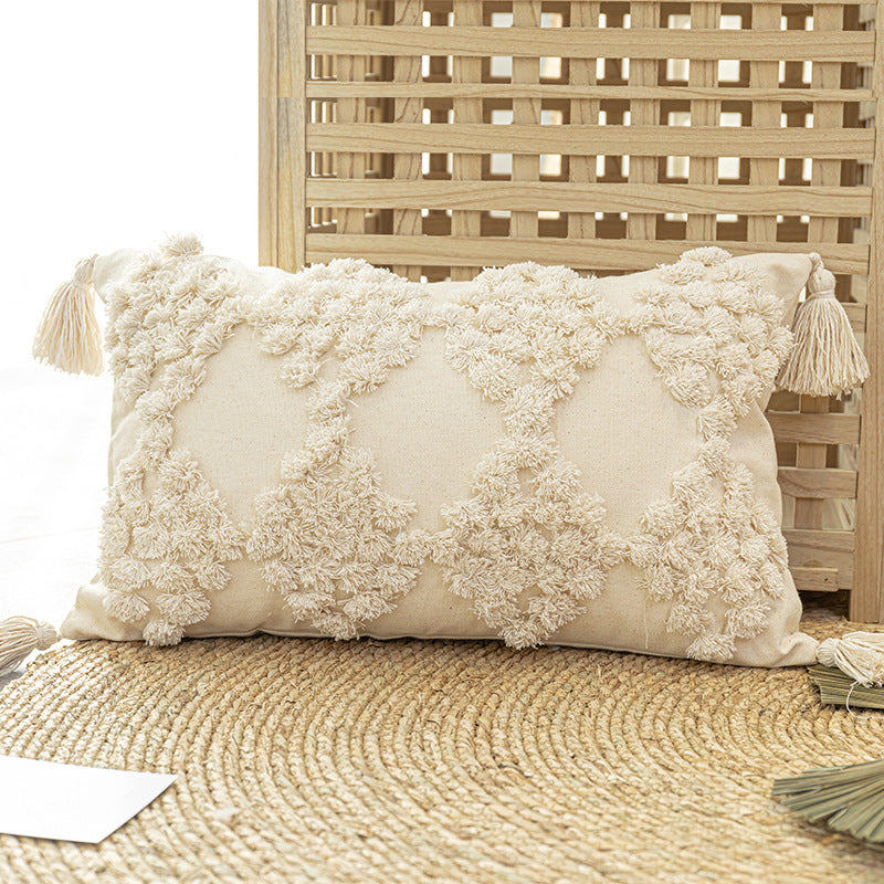 Home Furnishing Tufted Throw Pillow With Tassels Sofa Pillow | Home & Garden