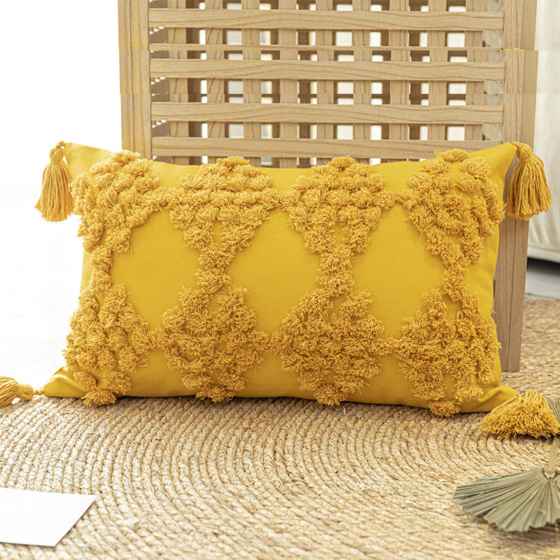 Home Furnishing Tufted Throw Pillow With Tassels Sofa Pillow | Home & Garden