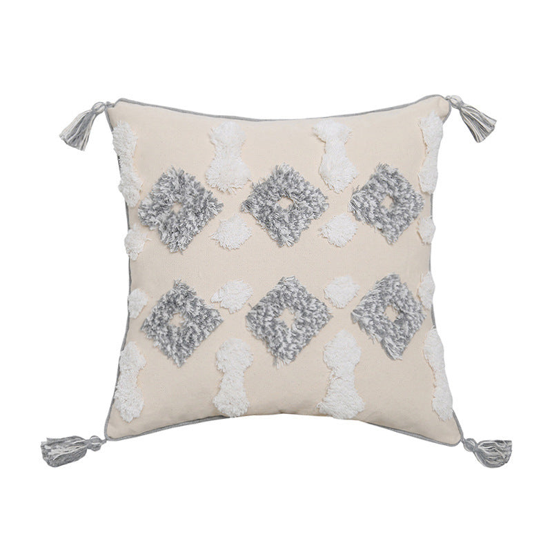 Hand-embroidered Tufted Throw Pillow Fringed Pillow Waist Pi | Jewelry & Accessories