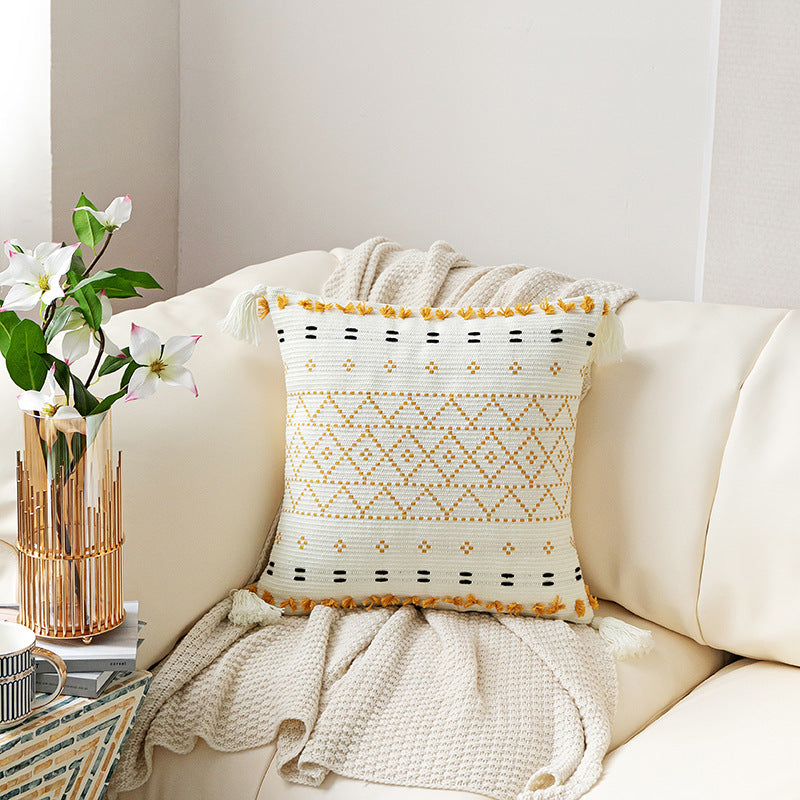 Hand-embroidered Tufted Throw Pillow Fringed Pillow Waist Pi | Jewelry & Accessories