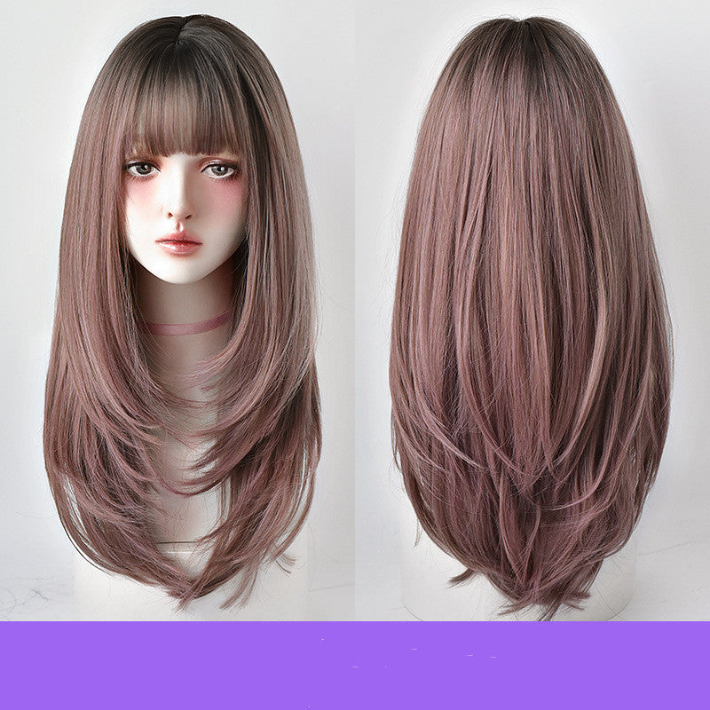 Wig Female Long Hair, Long Straight Hair, Inner Button Air B | Other