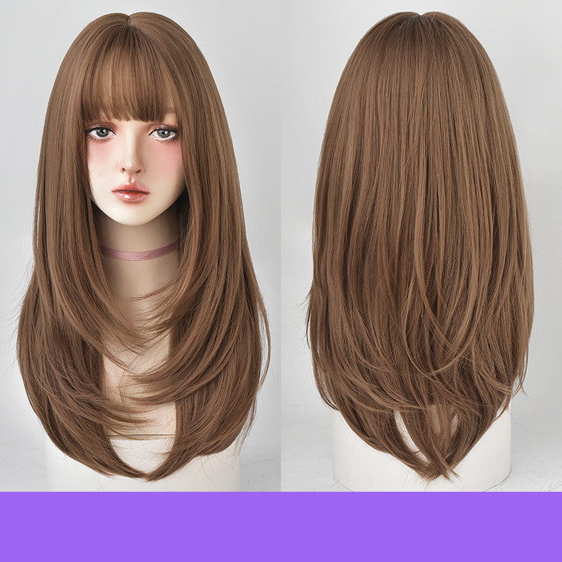 Wig Female Long Hair, Long Straight Hair, Inner Button Air B | Other