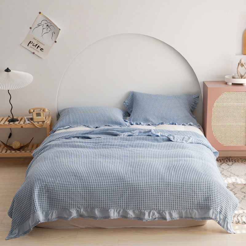 Japan Waffle Plaid Blankets For Bed Sofa Throws Cotton Yarn | Home & Garden